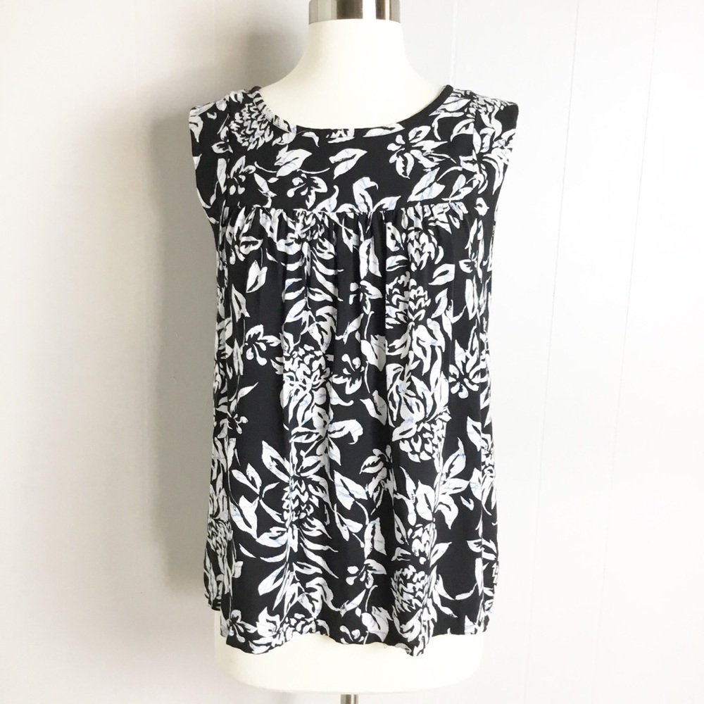 Loft Floral Black Tank TopShirt Size M